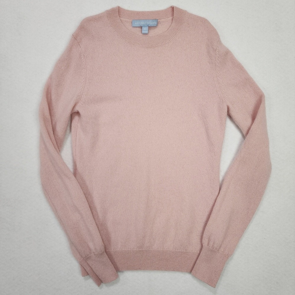 Antonio Melani Sweater Womens XS Pink Cashmere Tight Knit Ribbed Warm Winter